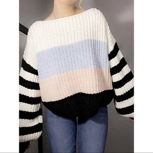 Forever 21 multi-colored sweater with puffy sleeves. In perfect condition.